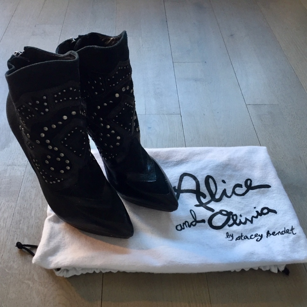 Alice + Olivia Denby Studded Leather, Suede Bootie